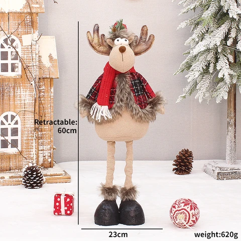 Большой размер, Рождественские куклы, выдвижной Санта-Клаус, снеговик, искусственные фигурки, Рождественское украшение, подарок для детей