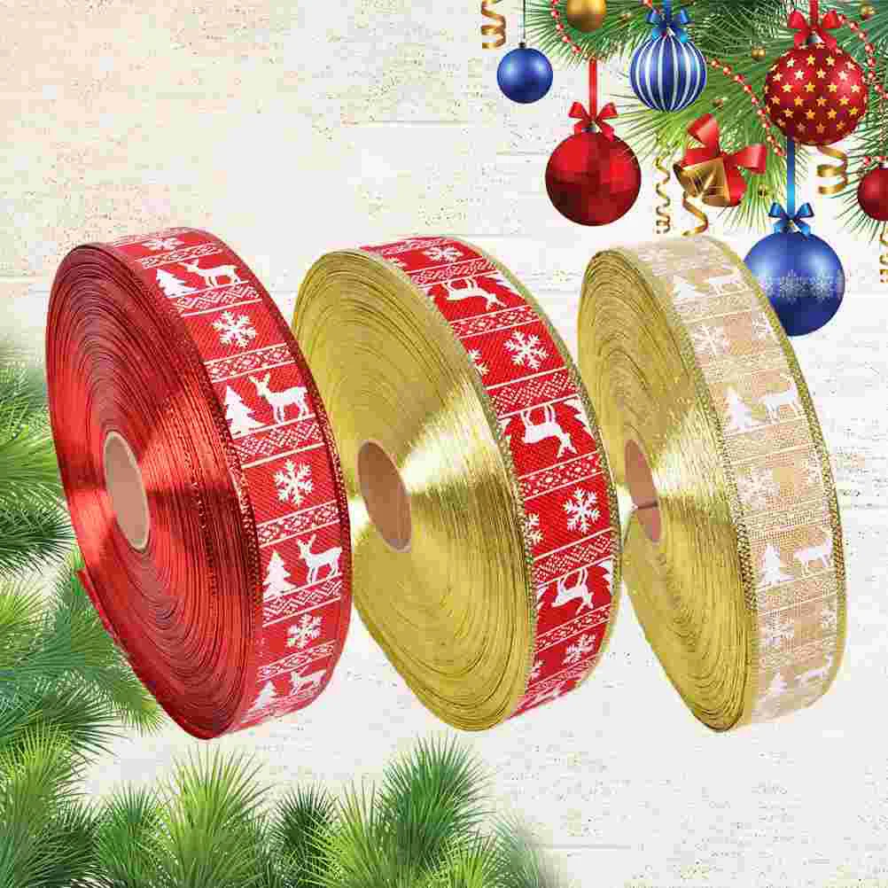 

3pcs Christmas Flax Ribbon DIY Ribbon Gift Wrapping Ribbon for Hotel Home Mall