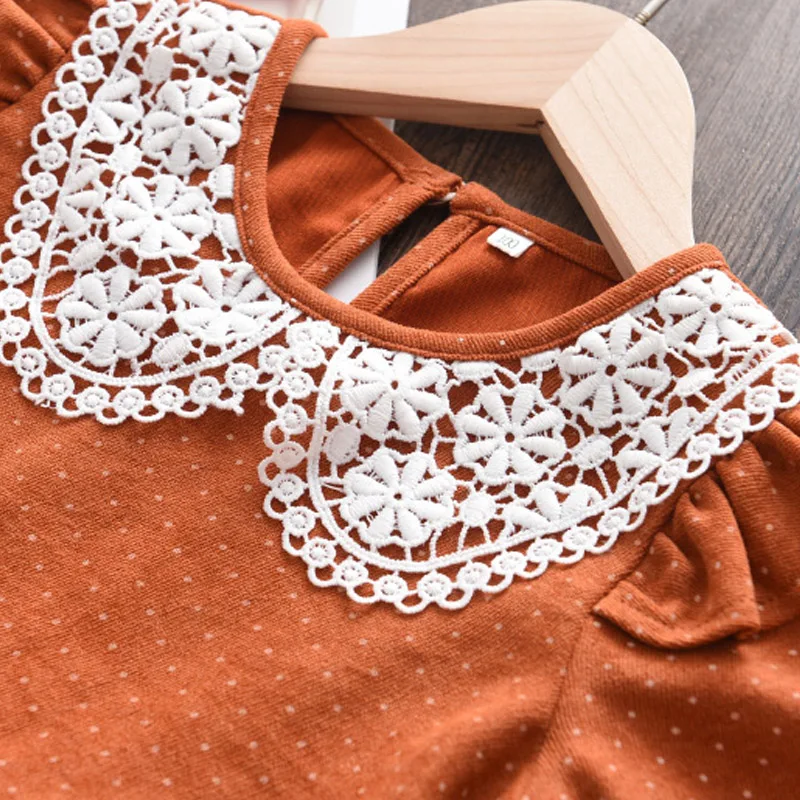 Bear Leader Baby Girls Long Sleeve Dresses New Kids Girl Polka Dot Spring Costumes Chidlren Bowknot Sashes Vestidos For 2-6Y