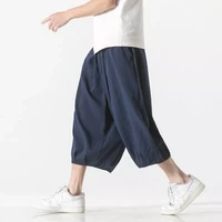 harem pants harajuku style casual solid color male ankle length jogging pants vintage trousers summer large size wide leg mens