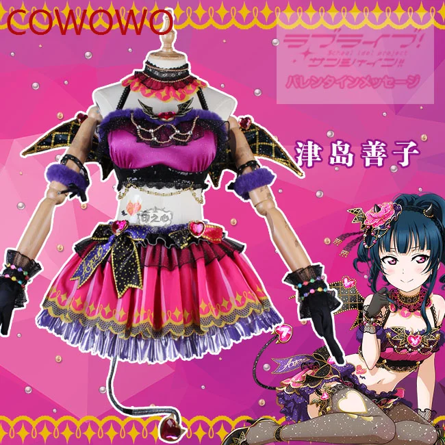 

COWOWO Anime Cosplay Costume Love Live Sunshine Aqours Yoshiko Tsushima Little Devil Dress Christmas Costumes Wing A