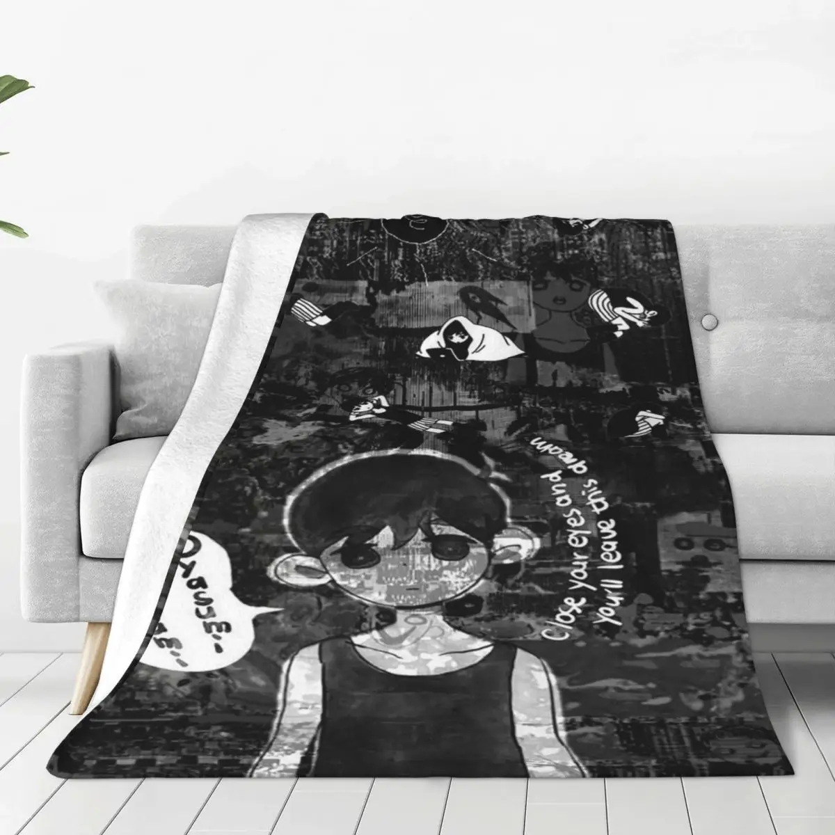 

Omori Blanket Flannel Summer Horror Game Lover Portable Ultra-Soft Throw Blanket for Bed Car Quilt