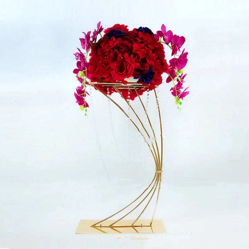 

5PCS Gold Flower Stand 82CM/ 32.3" Tall Metal Road Lead Wedding Centerpiece Flowers Rack For Event Party Home Decoration