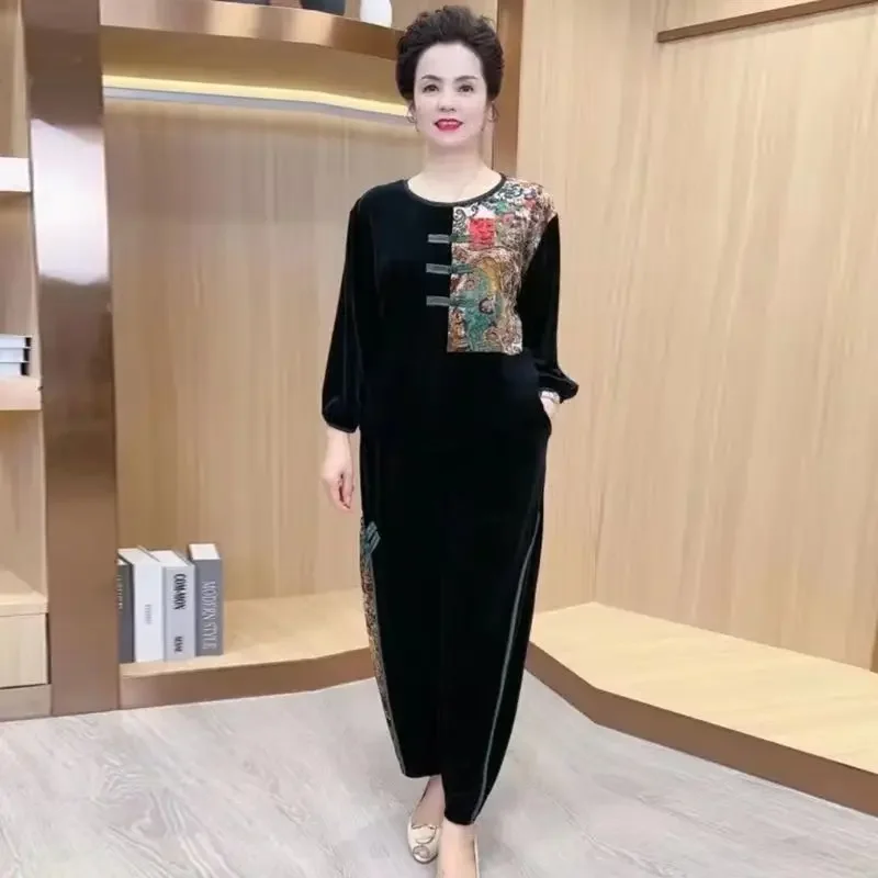 Стильный винтажный комплект из 2 предметов Pleuche для мам среднего возраста топ в