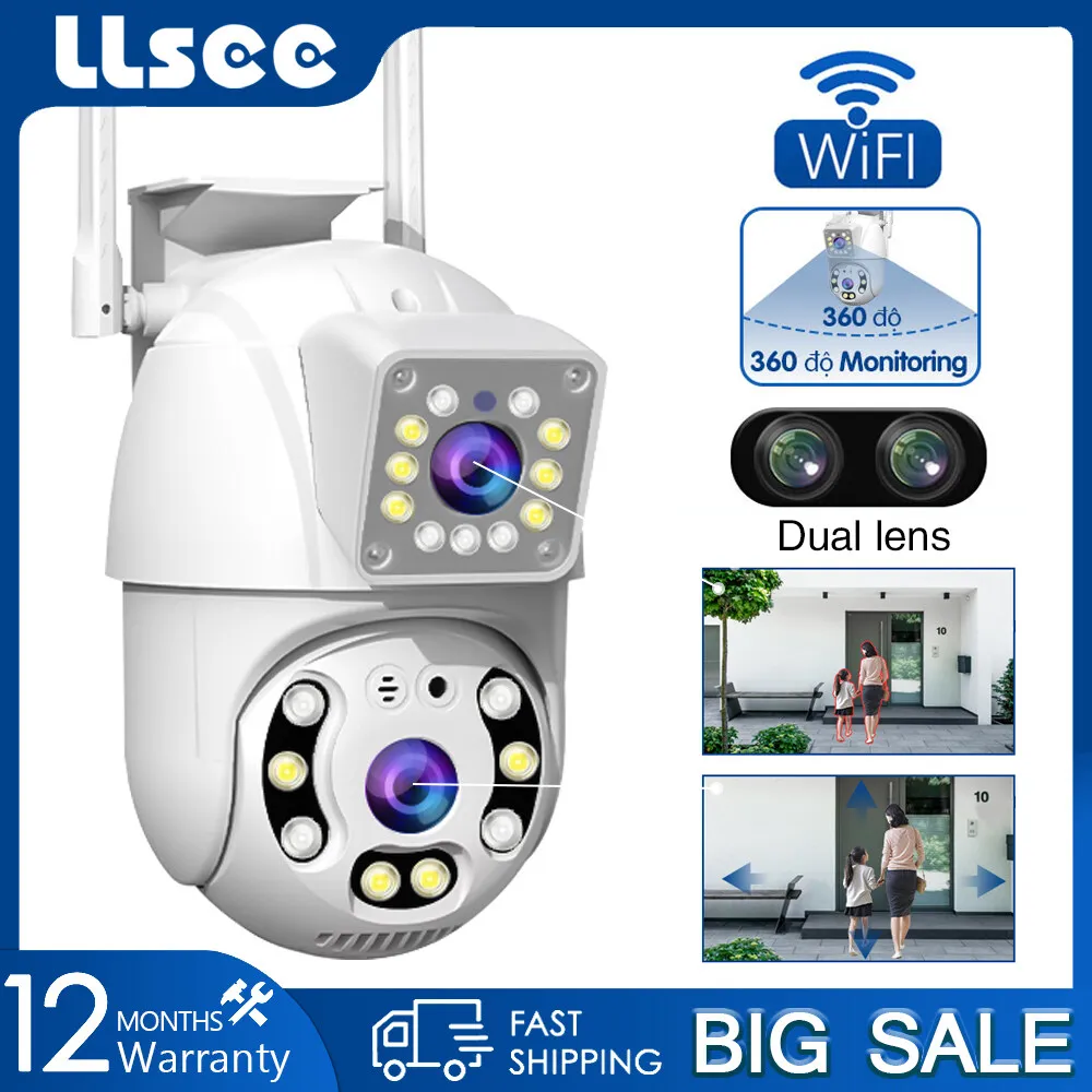 Беспроводная наружная IP-камера видеонаблюдения LLSEE, 4K, 8 Мп, поворот на 360 градусов, автоматическое отслеживание