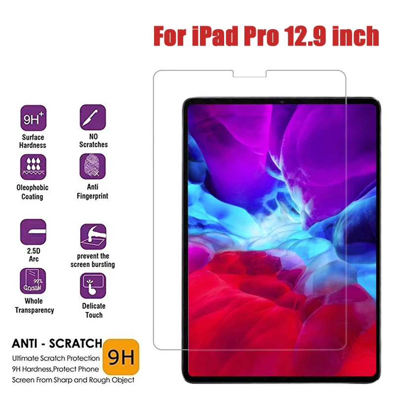 Protecteur d'écran pour tablette  Film de protection en verre trempé  9H HD  12.9 pouces  pour ipad