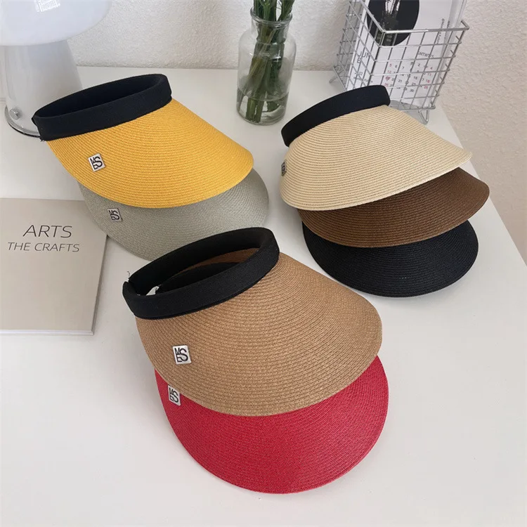

Beach Travel Summer Alphabet Women's Raffia Straw Hat Fashion Casual Solid Color Outdoor Shade Women's Hat Street Straw Hat