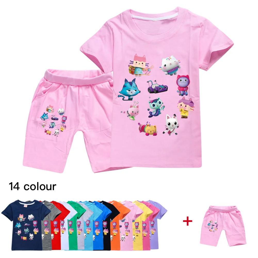 

Cute Gabbys Dollhouse Kids Clothes Toddler Girls Outfit Toddler Boy Leisure Clothing Set Baby Girl Short Sleeve Summer SportSuit