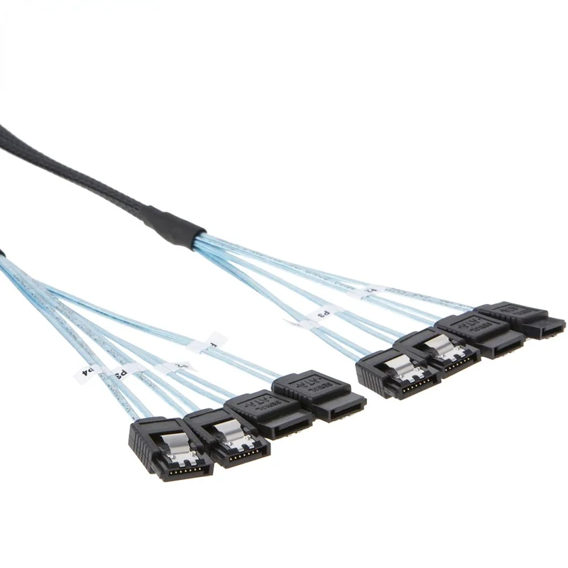 

SAS SATA Cable Mini-SAS SFF-8087 To 4 SATA Cable Mini SAS 4i SFF8087 36P To 4 SATA 7P Cable 12Gbps 1/0.5M Hard Drive Data
