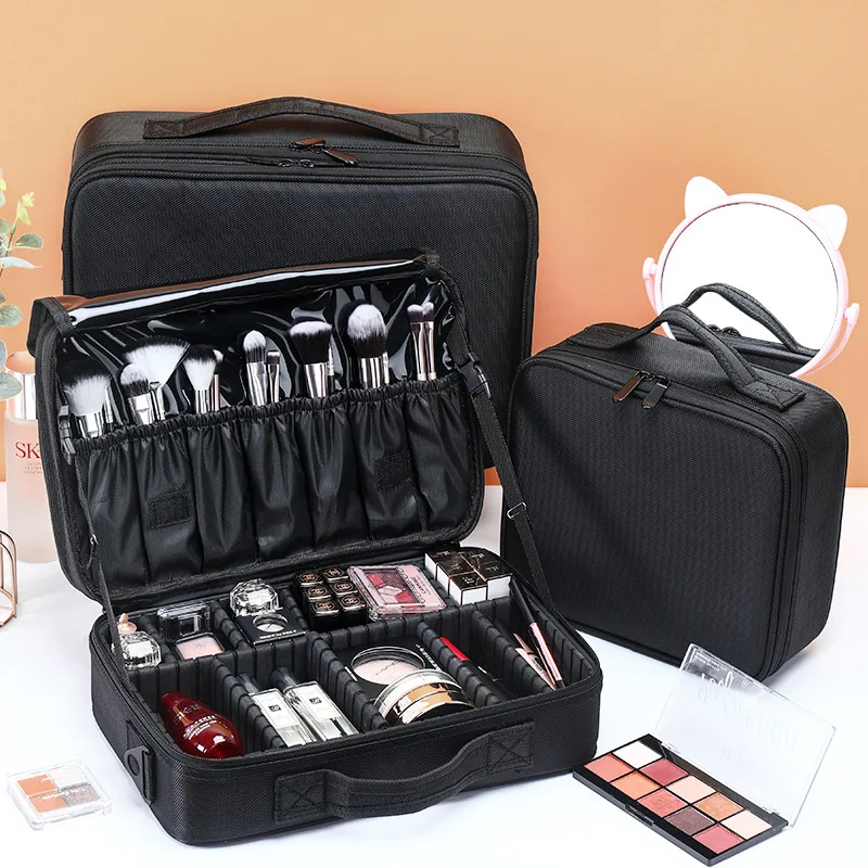 

Makeup Bag Cosmetic Travel Kits Portable Large Capacity Professional Tool Organizer Wear Resistant Double Layer Storage Bags