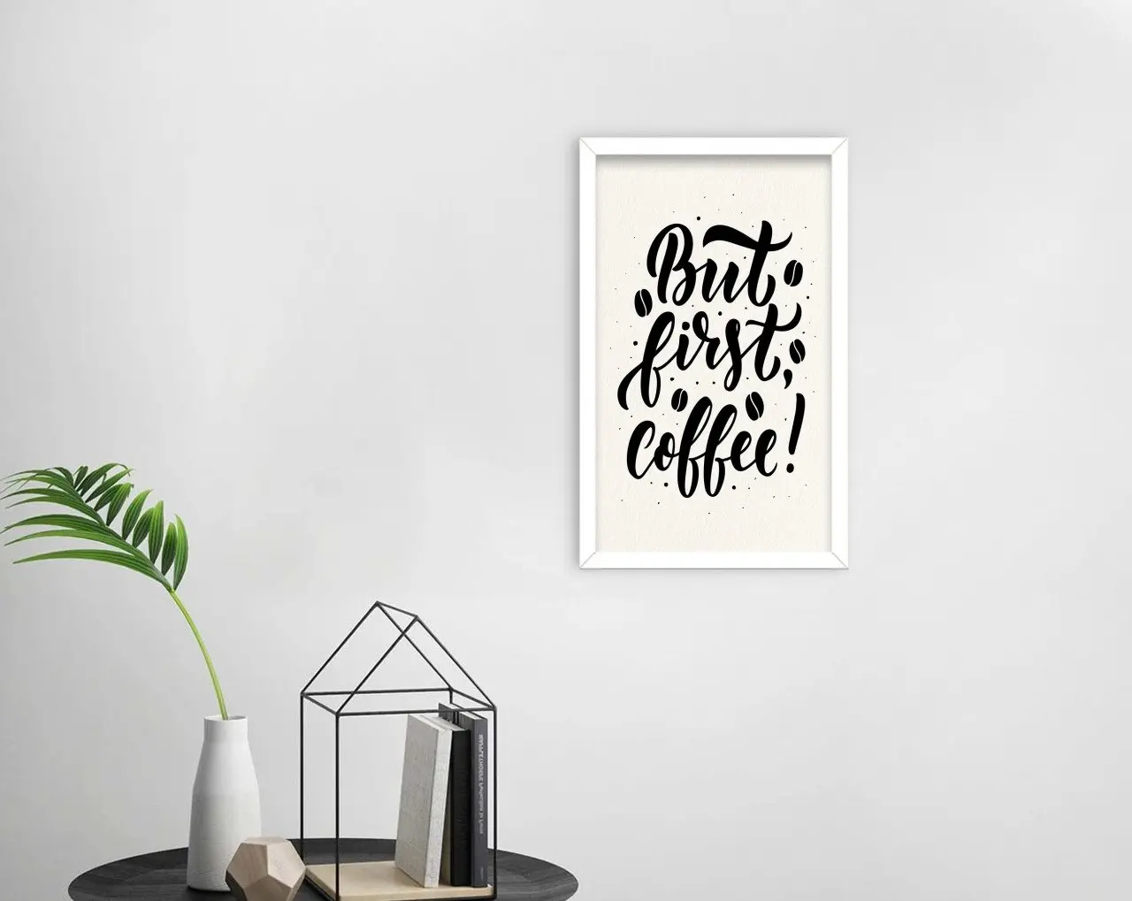 

BK Home Coffee Design Decorative Wood White Framed Tablo-46