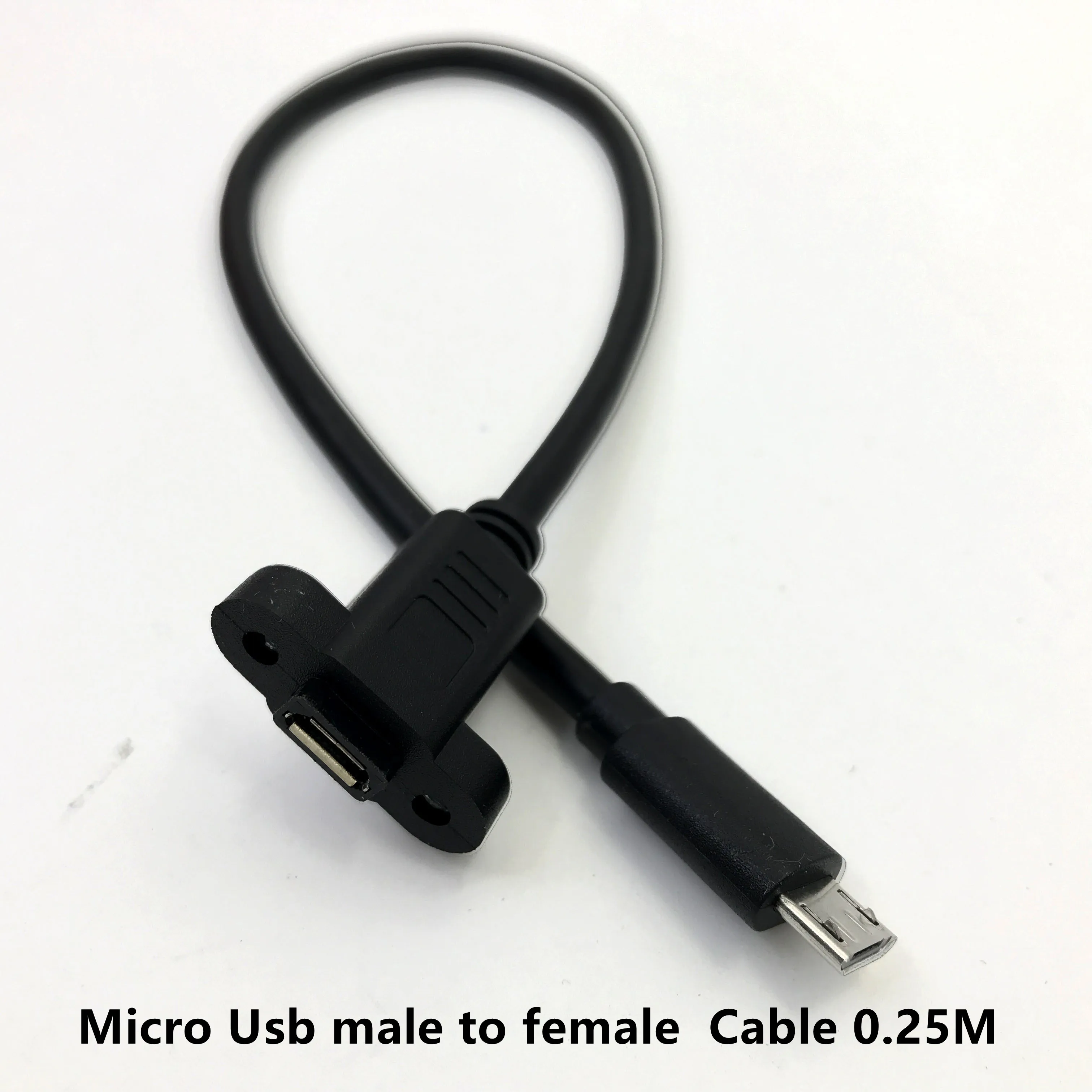 

Micro USB USB 2.0 Male Connector to Micro USB 2.0 Female Extension Cable Pitch 17.5mm With screws Panel Mount Hole 0.25m