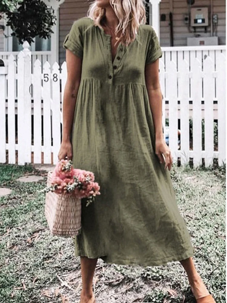 Платье женское однотонное на пуговицах