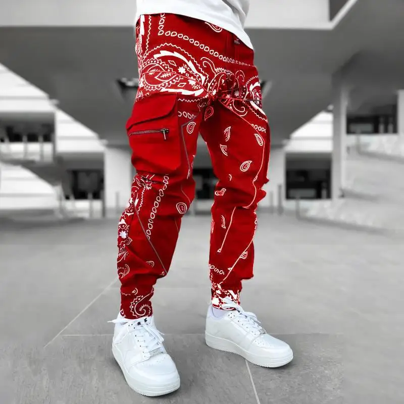 Men's Casual Sports Harem Loose High Street Multi-Pocket Cargo Pants Trousers