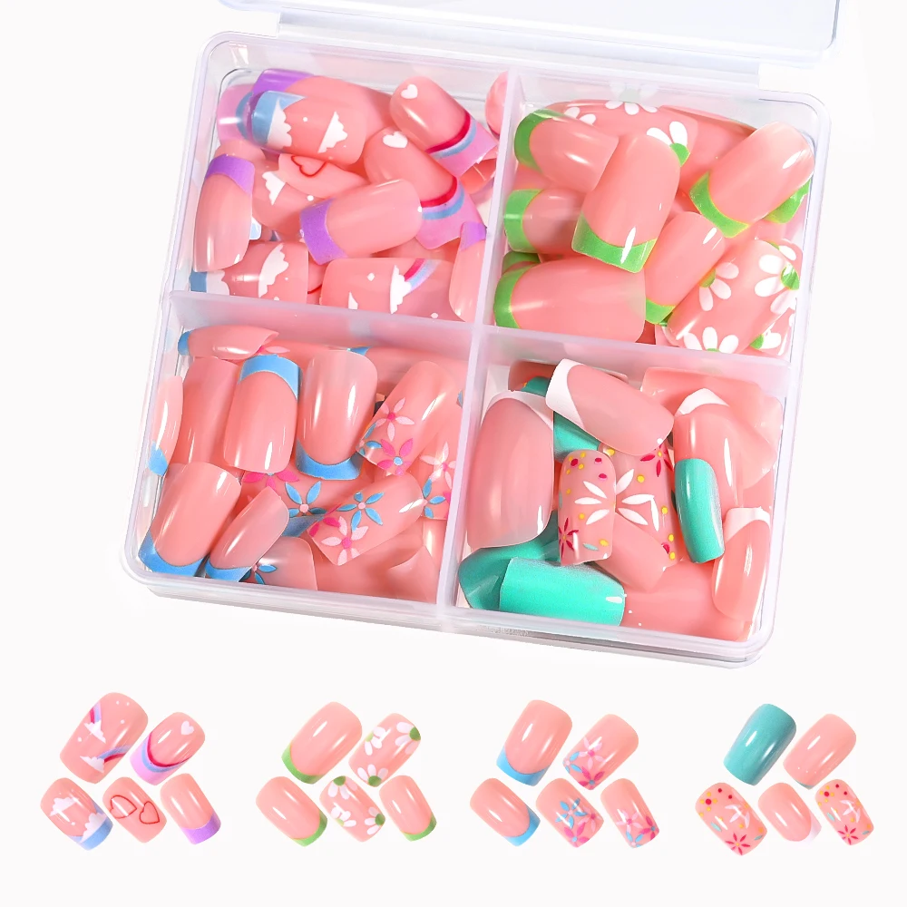 96 шт. накладные ногти в стиле Хэллоуин с миндальным французским квадратным