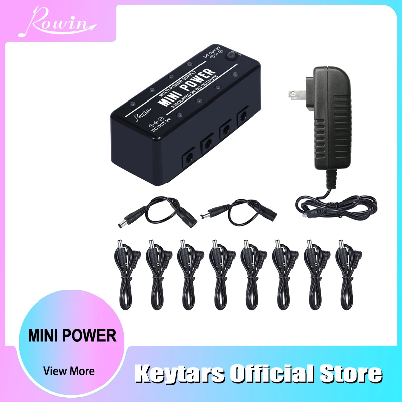 Rowin Mini Power Pedal Guitar Pedals Power Supply Multi Circuit Power 8 Isolated 9V Output With Short Circuit Protect  LEF-329