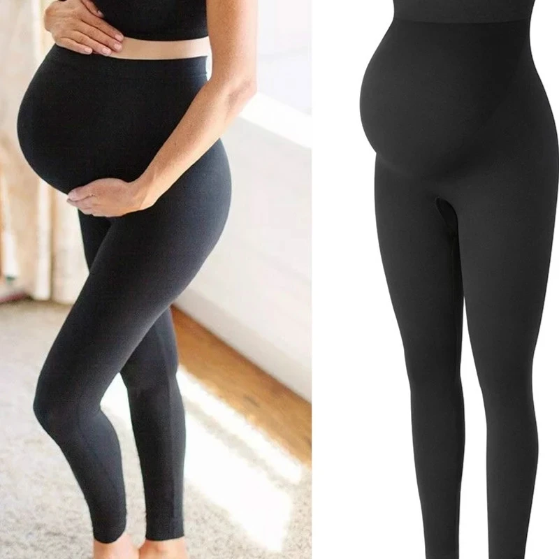 High Waist Legging Skinny Maternity Clothes Pregnant Women Belly Support Knitted Black Body Shaper Trousers Pregnancy Leggings