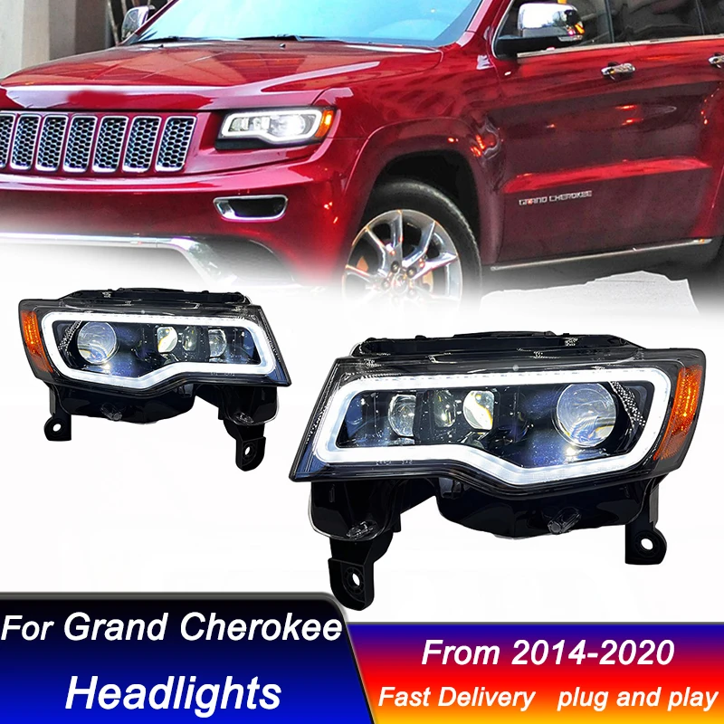 Автомобильные светодиодные фары для Jeep Grand Cherokee 2014-2020 новый стиль полностью DRL