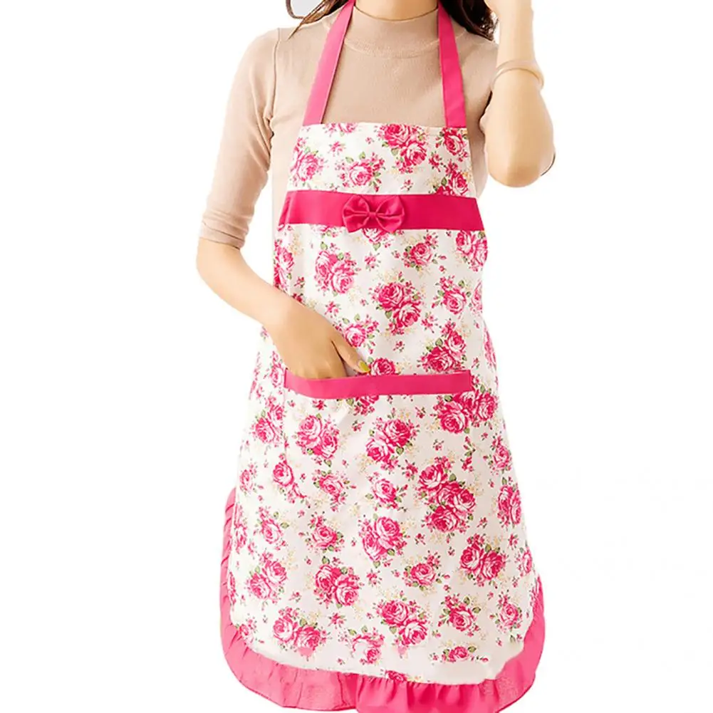 

Beautiful Cooking Apron Durable 4 Colors Floral Print Sleeveless Apron Apron Cooking Apron