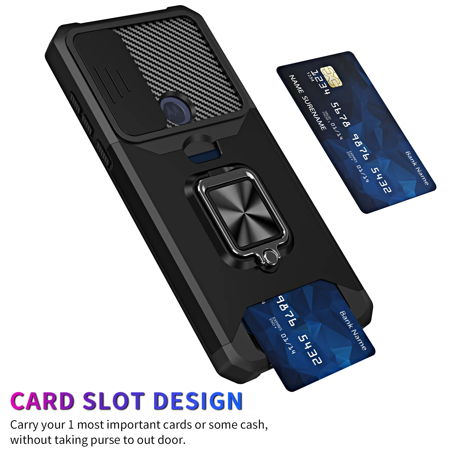 Чехол со слотом для камеры Motorola Moto G Pure Pocket автомобильный магнитный кольцевой