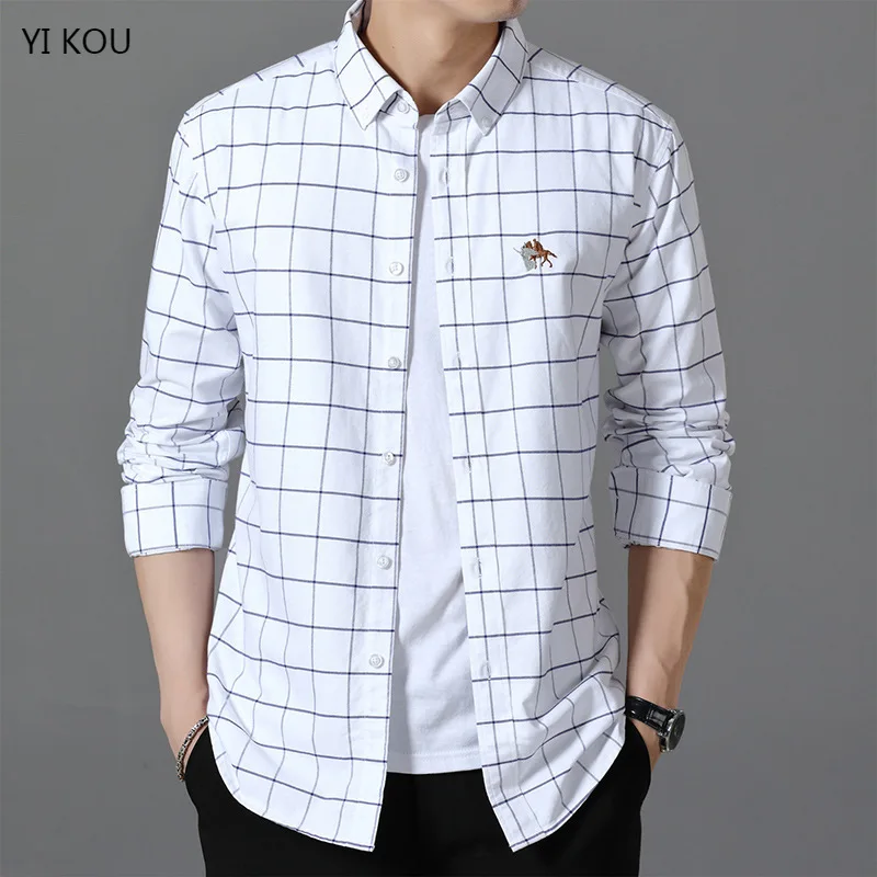 

100% Cotton High Quality New Long Sleeve Cotton Men's Shirts Plaid Casual Shirts mens shirts designer shirts