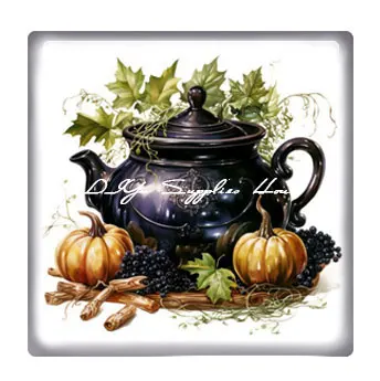 10 шт./лот котел на Хэллоуин ведьма тыква яблоко квадратное фото стеклянный