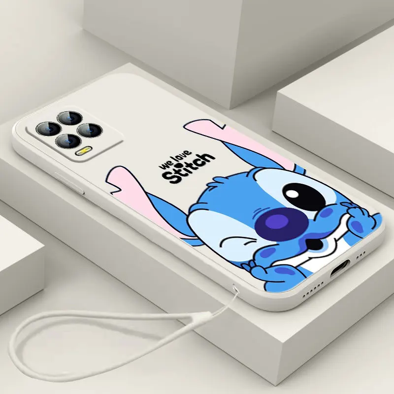 

NEW Disney Stitch Phone Case For OPPO Realme C2 C11 5 5i 6 6i 6S 7 7i 8 8i 9 9i Pro Liquid Rope Funda Cover Soft Back Silicone