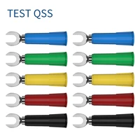 qss 10pcs 6mm insulated fork spade u type wire connector electrical crimp terminal y spade plug copper banana socket 4mm q 20019