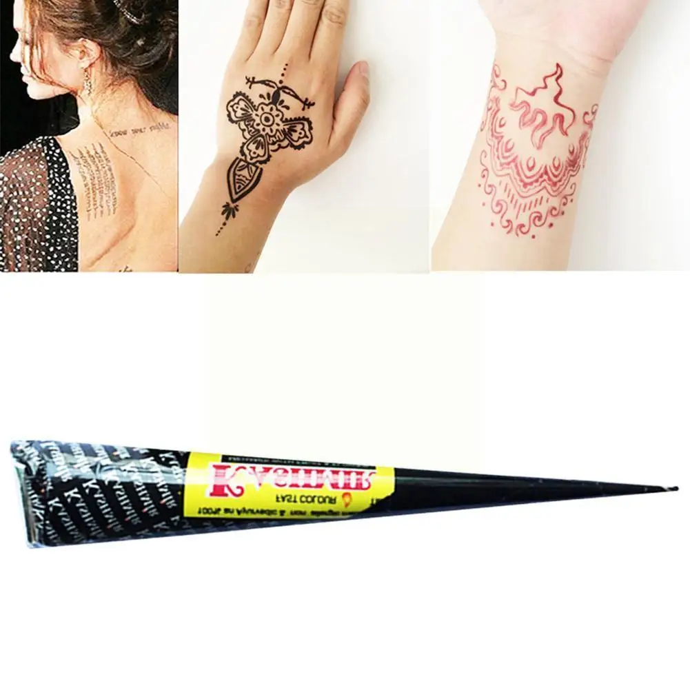 

Black Waterproof Body Paint Indian Henna Paste Temporary Tattoo Hena Art Cream Cone For Stencil Mehndi Body Art F9f8
