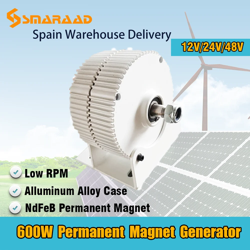 

Spian Warehouse Delivery Low Speed 500w 600w 12V 24V 48V Gearless Permanent Magnet Generator AC Alternators Wind Turbine DIY