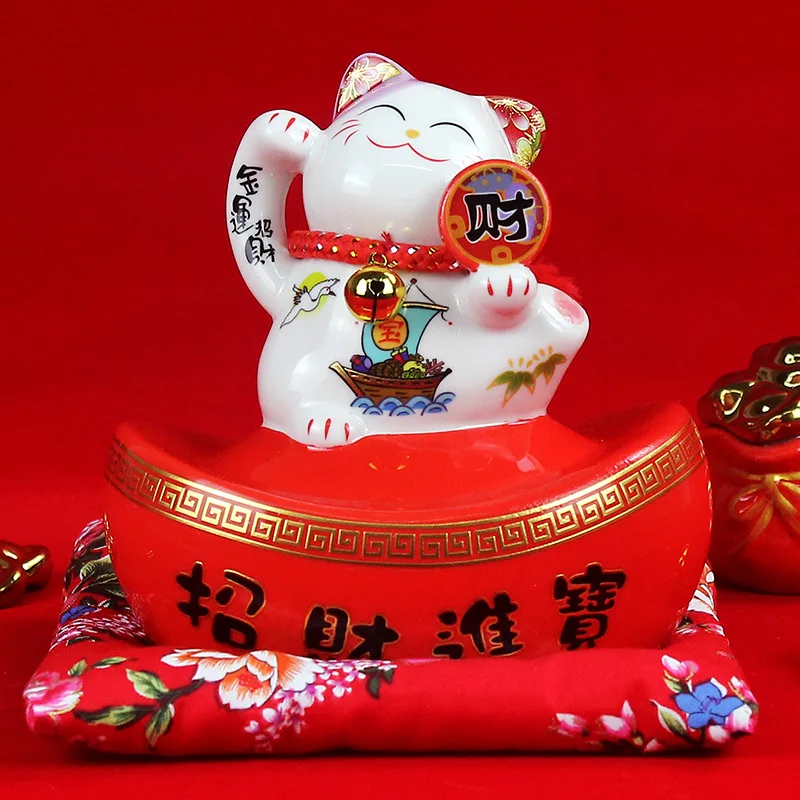 

Ceramic Lucky Cat Decoration Lucky Jinbao Piggy Bank Creative Cartoon Home Furnishing Store Opening Gifts and Crafts