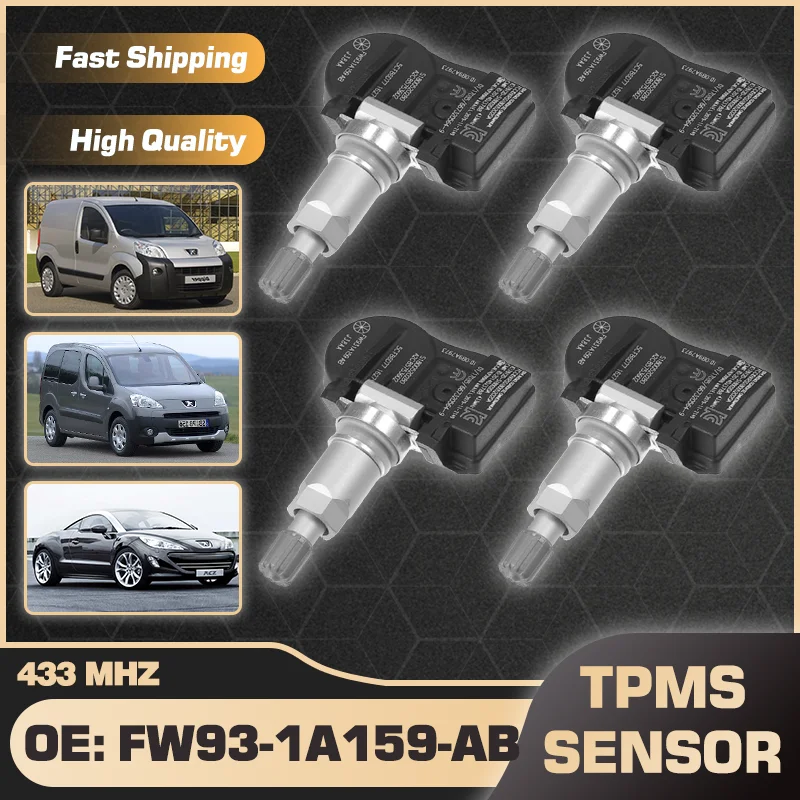 433 МГц для Peugeot Bipper 2008-EOP Partner II RCZ 2010-EOP Автомобильный датчик давления в шинах TPMS Φ
