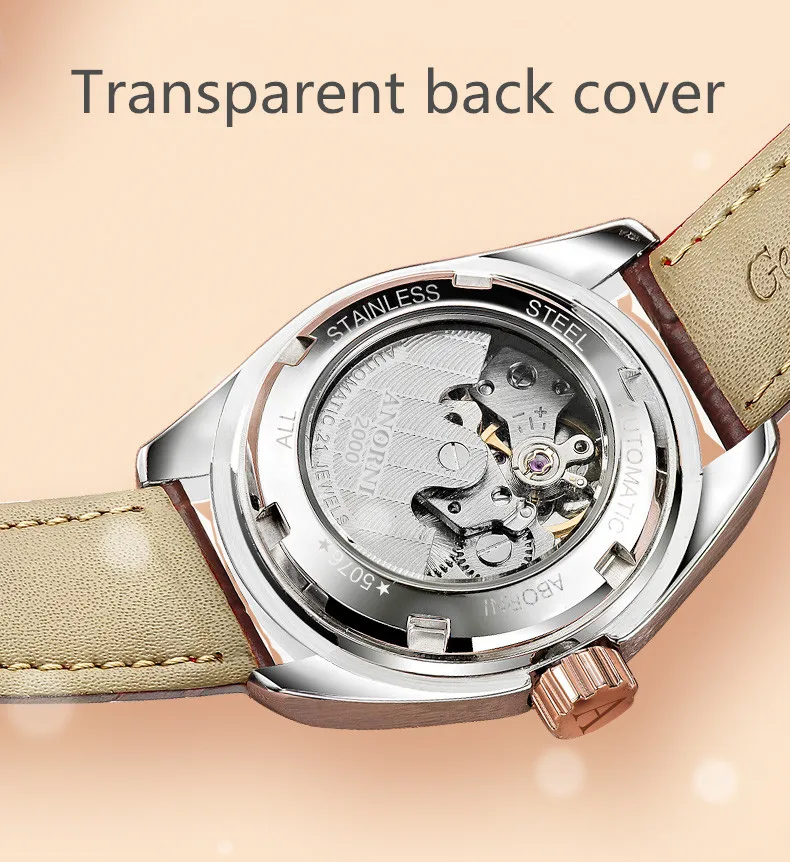 Tourbillon Mechanical Watch Woman Famous Luxury Brands Hollow Diamond Dail Genuine Strap Ladies Waterproof Automatic Watches enlarge