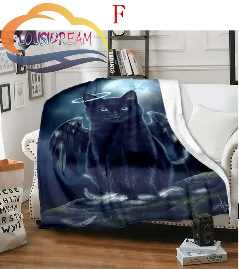 

Фланелевое Одеяло с изображением сатаны и кота, мягкое теплое плюшевое покрывало для дивана, кровати, в стиле Триппи, пушистое одеяло