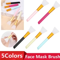 professional diy women beauty face care plastic handle soft silicone brush head face mask brush silicone brush face 5colors
