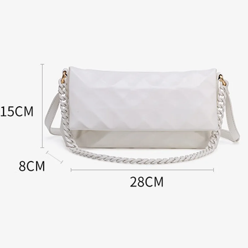 Bag Women's 2022 New Pleated Plaid Folding Clutch Small High-end Sense All-match Rhombus Chain Messenger Bag