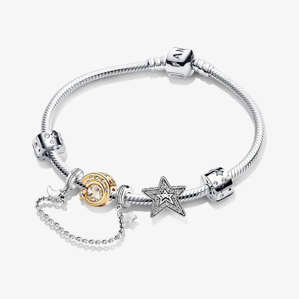 Bracelet à breloques Moments Salle pour femme, argent regardé 925, convient à l'original Pandora, perles de bricolage, anniversaire, cadeau de la fête des mères 2