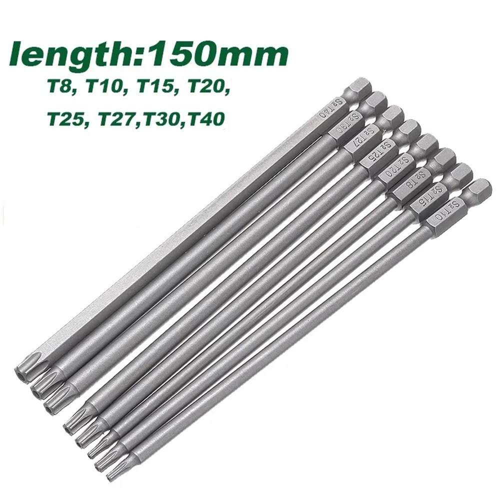 

1 шт., насадка для отвертки, 150 мм, T8,T10,T15,T20,T25,T27,T30,T40