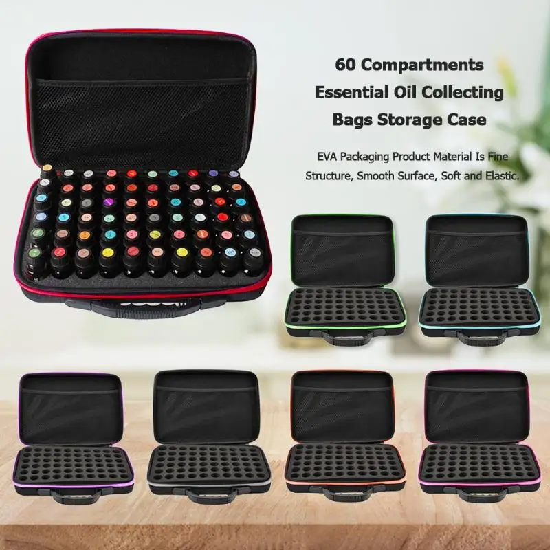 

60 Bottles Essential Oil Case 15ML Perfume Oil Essential Oil Box Travel Portable Carrying Holder Nail Polish Storage Bag