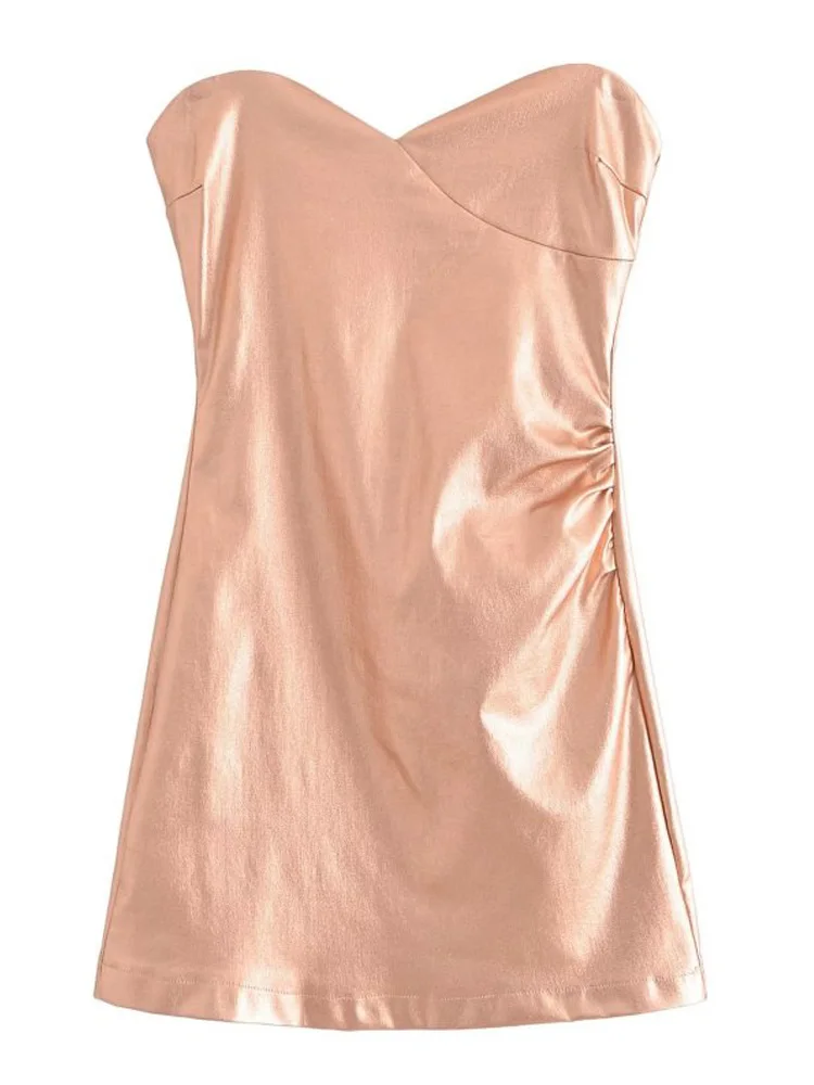 

Kumsvag 2023 Women Summer Sexy Strapless Dress Fashion Solid Slim Off shoulder Pleated Female Elegant Party Mini Dresses Clothes