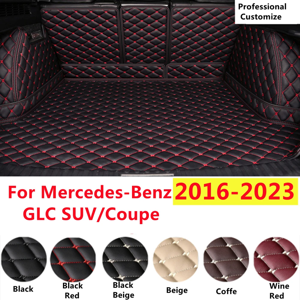 

SJ Full Set Custom Fit For Mercedes-Benz GLC coupe SUV XPE Leather Waterproof Car Trunk Mat Tail Boot Tray Liner Cargo Rear Pad