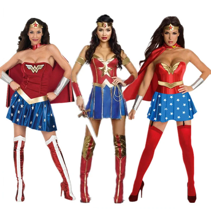 

Hot Female Superhero Cosplay costumes Halloween Ladies Super Girl DianCosplay Bodysuit Outfit Halloween Fancy Dress