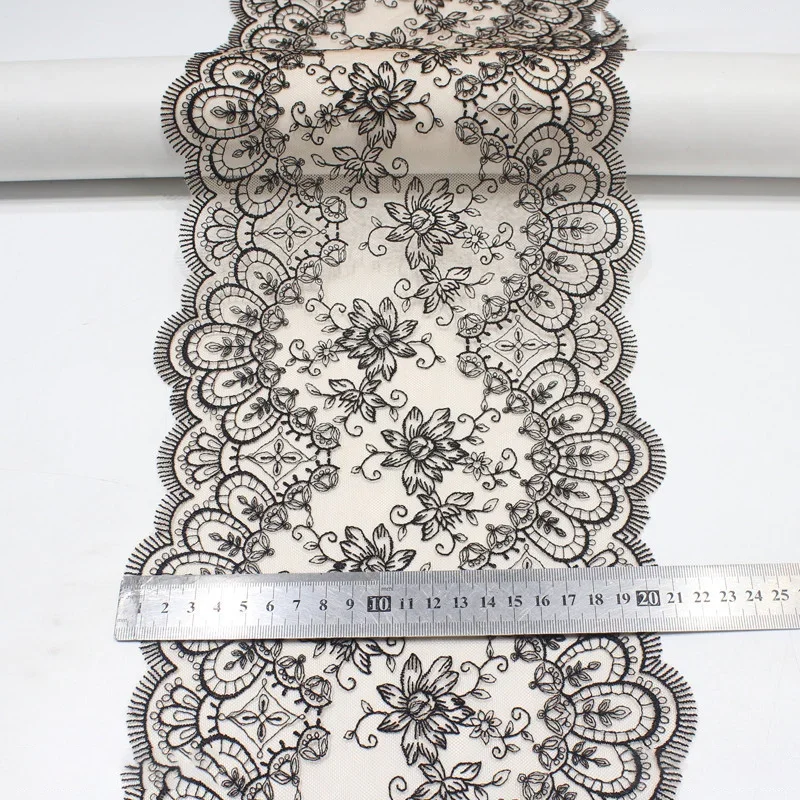 1 ярд черные цветы вышитое кружевное нижнее белье тюлевая сетка свадебное