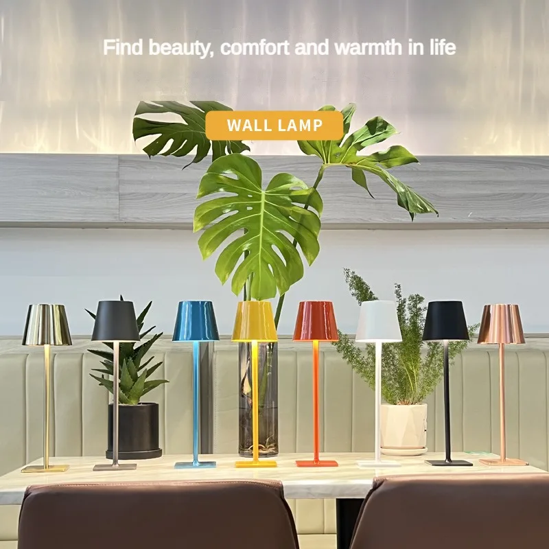 

LED Table Lamp Touch Sensor Dimming USB Rechargeable Aluminum Alloy/Iron Desk Lamp Reading Lamp for Bedside Bar/Restaurant Decor