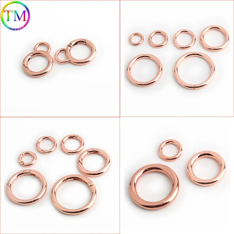 10-50 Pieces Rose Gold Metal Openable O Ring Split Keyring Die-Casting Round Buckles Metal O Rings DIY Purse Accessories