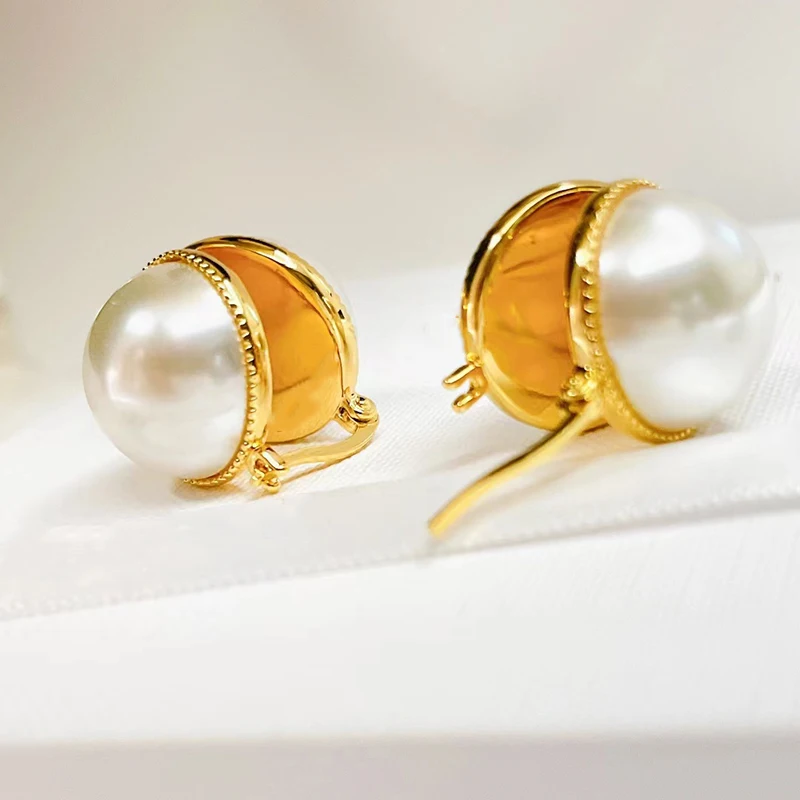 

Playful fashion double pearl earrings original high quality logo exquisite women's holiday gift