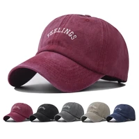 baseball cap snapback hat pure color baseball cap feelings letter water washing cap spring autumn cap hip hop fitted cap