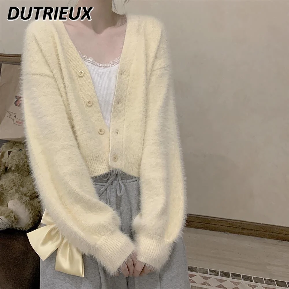 

Autumn and Winter Lolita All-Match Mink-like Knitted Coat Soft Glutinous Gentle Sweet Warm Women's Cardigan Short Sweater