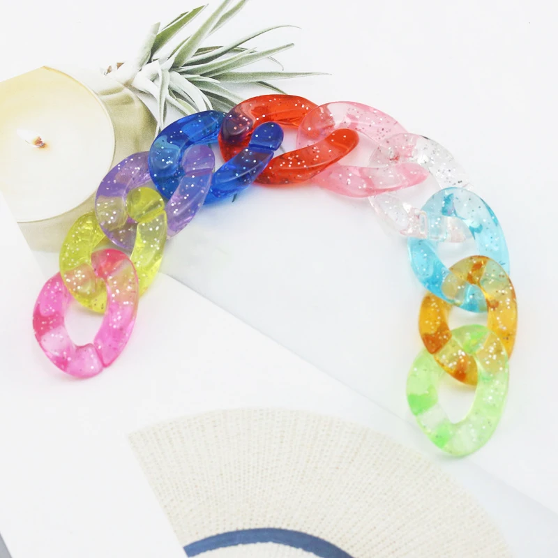 Акриловые Красочные звенья цепи пластиковое уплотнительное кольцо бисер декор