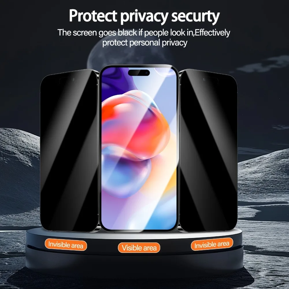 Фото Комплект из 3 защитных стекол Anti Spy для iPhone 17, 16, 15 Pro Max, 17e, 16e, Air, 15, 14 Plus, 13, 12, 11 Pro с установкой без пыли №2
